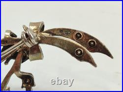 Antique Rare Early Vintage Stone Rose Spray Brooch Silver 925 Antique Rare Early Vintage Stone Rose Spray Brooch Silver 925