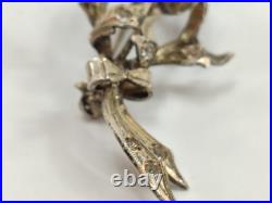 Antique Rare Early Vintage Stone Rose Spray Brooch Silver 925 Antique Rare Early Vintage Stone Rose Spray Brooch Silver 925