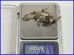 Antique Rare Early Vintage Stone Rose Spray Brooch Silver 925 Antique Rare Early Vintage Stone Rose Spray Brooch Silver 925