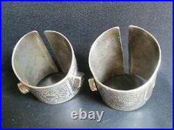 Antique Rare Egyptian Silver Bedouin Cuff Bracelets Pair Pre Owned