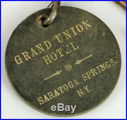 Antique Rare Grand Union Hotel Saratoga Springs Ny Room Key & Fob Very Early