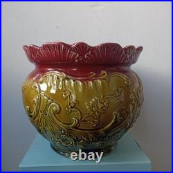 Antique. Rare. Majolica Glazed Jardiniere Planter