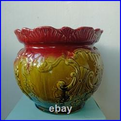 Antique. Rare. Majolica Glazed Jardiniere Planter