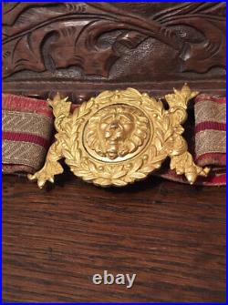 Antique Rare Military Belt Buckle With Lion Gilt Brass Buckle Early Military
