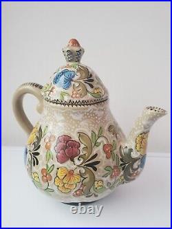 Antique Rare Molaroni Pesaro Majolica Tea Set Service for 3 people Antique Rare Molaroni Pesaro Majolica Tea Set Service for 3 people