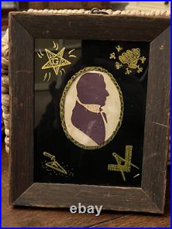 Antique Rare Unusual Early American Folk Art Masonic Silhouette Of Gentleman