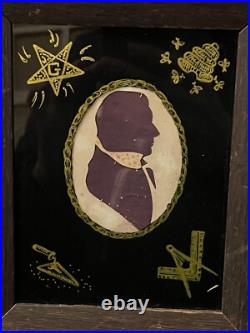 Antique Rare Unusual Early American Folk Art Masonic Silhouette Of Gentleman
