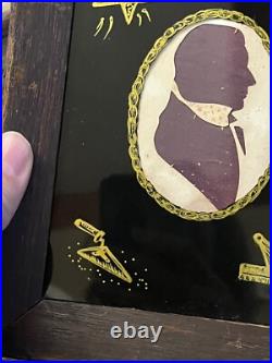 Antique Rare Unusual Early American Folk Art Masonic Silhouette Of Gentleman