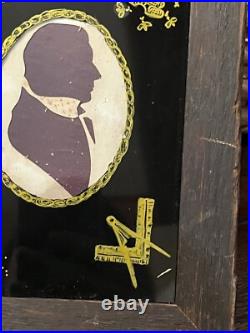 Antique Rare Unusual Early American Folk Art Masonic Silhouette Of Gentleman