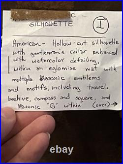 Antique Rare Unusual Early American Folk Art Masonic Silhouette Of Gentleman