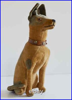 Antique Rare Velvet Whippet stuffed dog Early 1900s