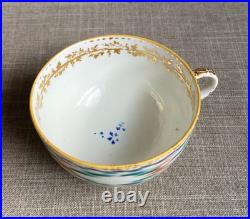 Antique Rare c1790 Georgian Derby Ikat Wiggle Teacup Saucer Gilt Foliate Rim