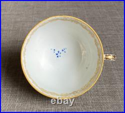 Antique Rare c1790 Georgian Derby Ikat Wiggle Teacup Saucer Gilt Foliate Rim