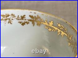Antique Rare c1790 Georgian Derby Ikat Wiggle Teacup Saucer Gilt Foliate Rim