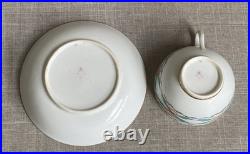 Antique Rare c1790 Georgian Derby Ikat Wiggle Teacup Saucer Gilt Foliate Rim