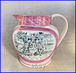 Antique Rare c1816 Sunderland Lustre Union Jack Sailor Jug Early Scott Version