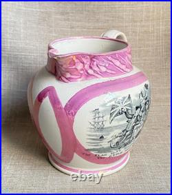 Antique Rare c1816 Sunderland Lustre Union Jack Sailor Jug Early Scott Version