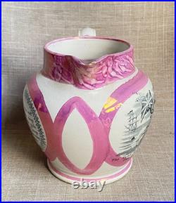 Antique Rare c1816 Sunderland Lustre Union Jack Sailor Jug Early Scott Version