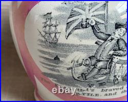 Antique Rare c1816 Sunderland Lustre Union Jack Sailor Jug Early Scott Version