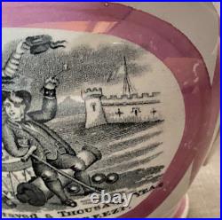 Antique Rare c1816 Sunderland Lustre Union Jack Sailor Jug Early Scott Version
