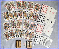 Antique Rare c1850s Reynolds Early Playing Cards Game Set Scoreboards & Pegs Box