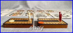Antique Rare c1850s Reynolds Early Playing Cards Game Set Scoreboards & Pegs Box