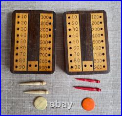Antique Rare c1850s Reynolds Early Playing Cards Game Set Scoreboards & Pegs Box