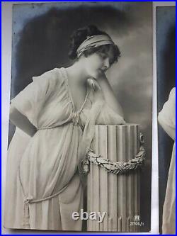 Antique Real Photos German B&W Victorian RISQUE Early Erotic set 3 rare Postcard