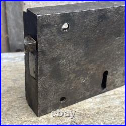 Antique Recessed Rim Lock Very Rare Solid Unusual Old / Early Beautiful
