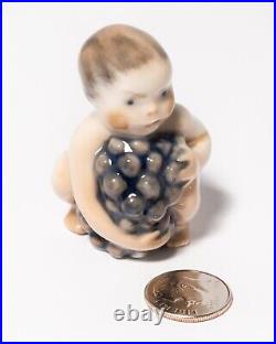 Antique Royal Copenhagen Baby With Grapes Mini Figurine #2323, Waldorff RARE