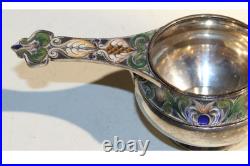 Antique Russian Empire Rare Faberge Kovsh Gilt Enamel Silver Vermeil 70g