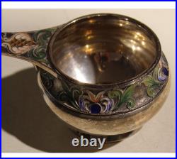 Antique Russian Empire Rare Faberge Kovsh Gilt Enamel Silver Vermeil 70g