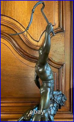 Antique Sculpture Lion Bronze Whip Circus Statue Figure Decor Art Rare Old 20th