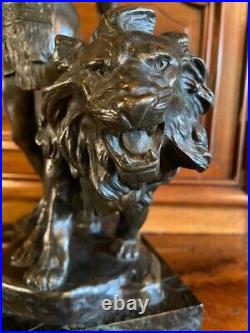 Antique Sculpture Lion Bronze Whip Circus Statue Figure Decor Art Rare Old 20th