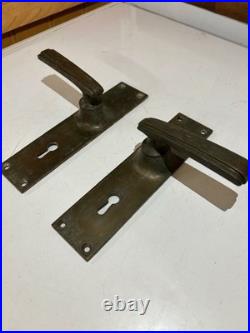 Antique Set Of Very Early Kayes Leeds Solid brass Door Handles Rare