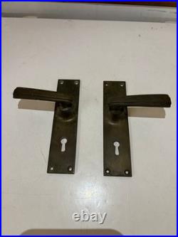 Antique Set Of Very Early Kayes Leeds Solid brass Door Handles Rare