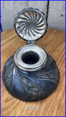 Antique Simpson Hall Miller & Co Ink Well Silver Quadruple Plate RARE