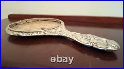 Antique Sterling Silver Hand Mirror Frame Early 20thC Cherub Angel Design Rare
