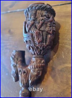 Antique Tobacco Smoking Pipe, Carved Early Very Rare And Old