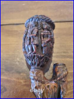 Antique Tobacco Smoking Pipe, Carved Early Very Rare And Old