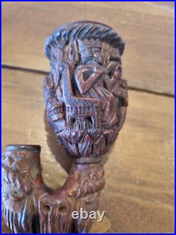 Antique Tobacco Smoking Pipe, Carved Early Very Rare And Old