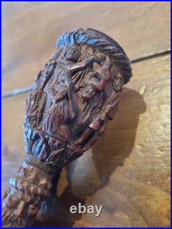 Antique Tobacco Smoking Pipe, Carved Early Very Rare And Old