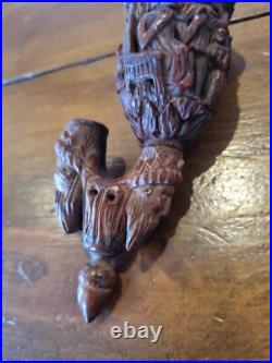 Antique Tobacco Smoking Pipe, Carved Early Very Rare And Old
