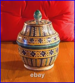 Antique Unusual Rare Moroccan Beautifully Decorated Early Times Butter Pot