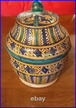 Antique Unusual Rare Moroccan Beautifully Decorated Early Times Butter Pot