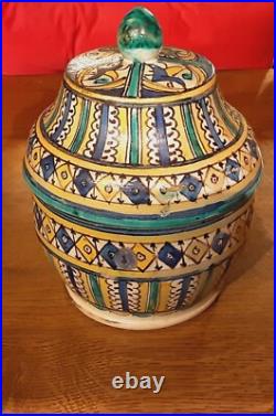 Antique Unusual Rare Moroccan Beautifully Decorated Early Times Butter Pot