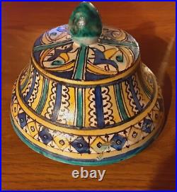 Antique Unusual Rare Moroccan Beautifully Decorated Early Times Butter Pot