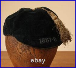 Antique Velvet Football Cap. Rare Early Soccer. Welsh Team Names. 1887 1888