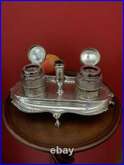 Antique Very Early and Rare Silver Inkwell Superb London 1778 William Plumber