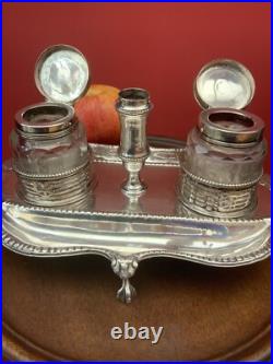 Antique Very Early and Rare Silver Inkwell Superb London 1778 William Plumber